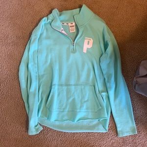 Victoria Secret Pink - teal 1/4 zip